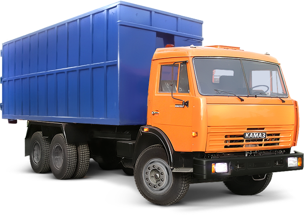 Для вывоза строительного и бытового мусора используются специальные грузовики. 